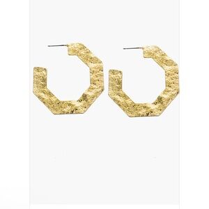 Panacea Hammered Geo Hoop Earrings - Gold